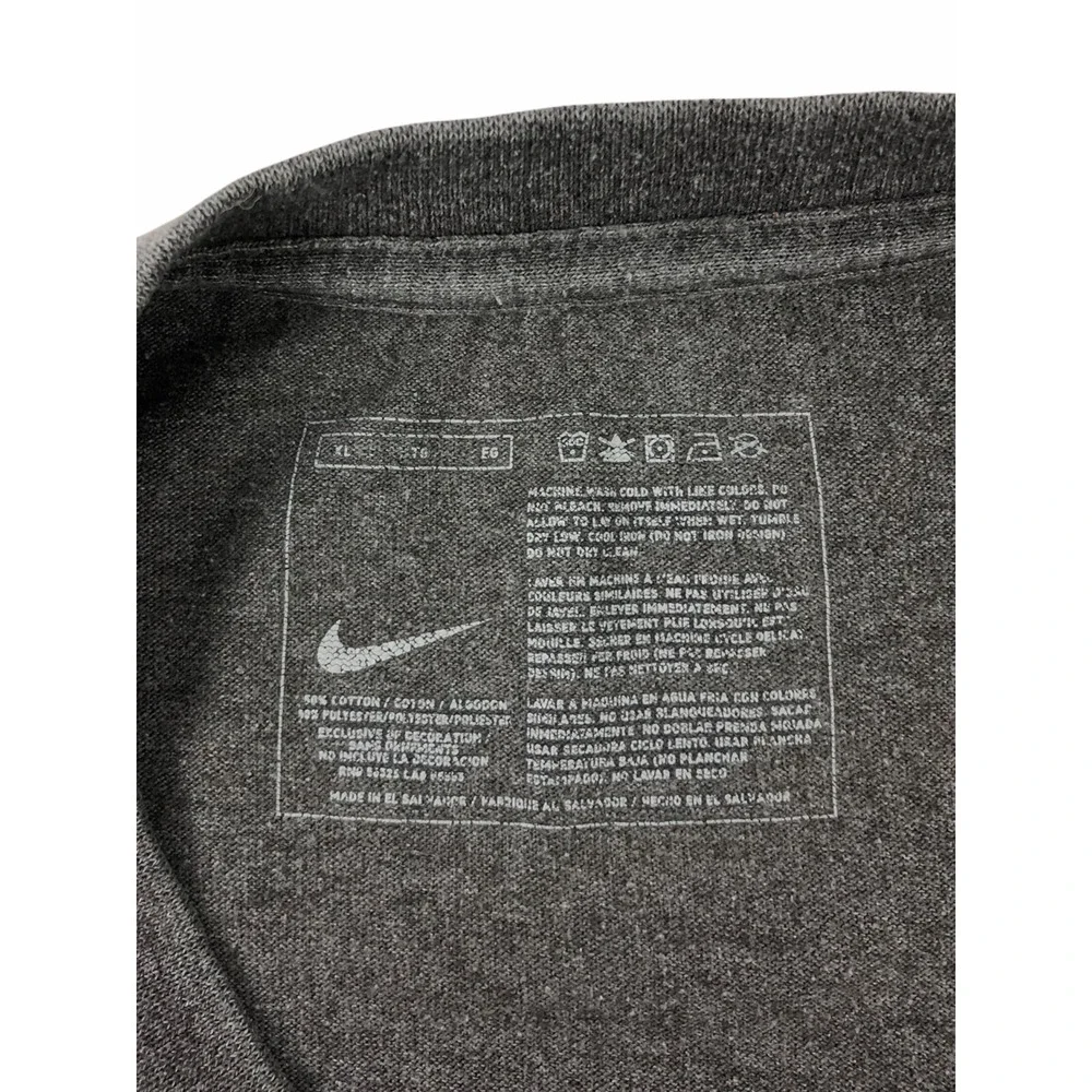 Nike Mens XL Shirt Gray Mini Swoosh Y2K Faded Look Crewneck 50/50 Vintage Tee